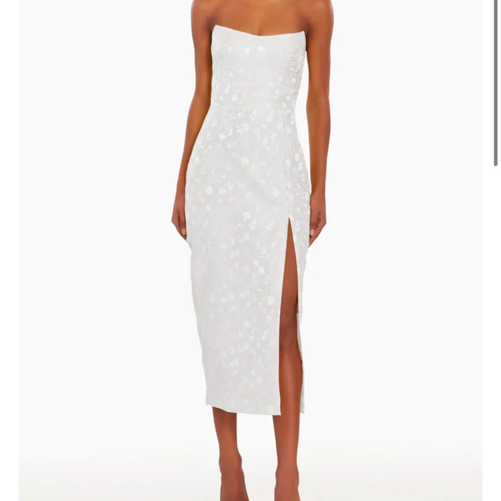NWT White jacquard midi dress with slit